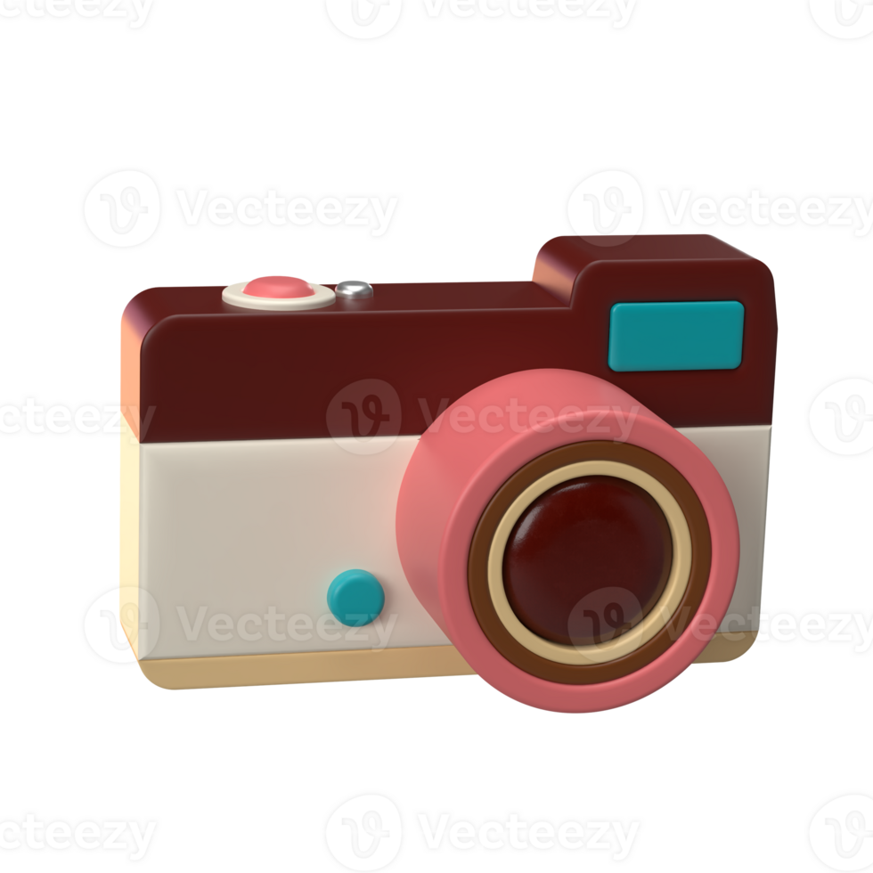 3D Rendering of Vintage Camera Icon for website, application. 3D Vintage Camera Illustration png