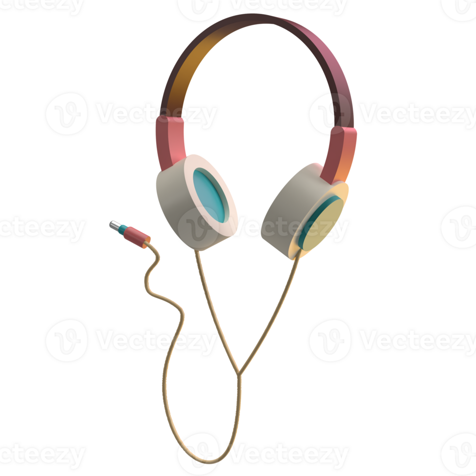 3D Rendering of Retro Headphone Icon for Website, Application, and Banner. Retro Headphone, Earphone, and Headset 3D Illustration. png