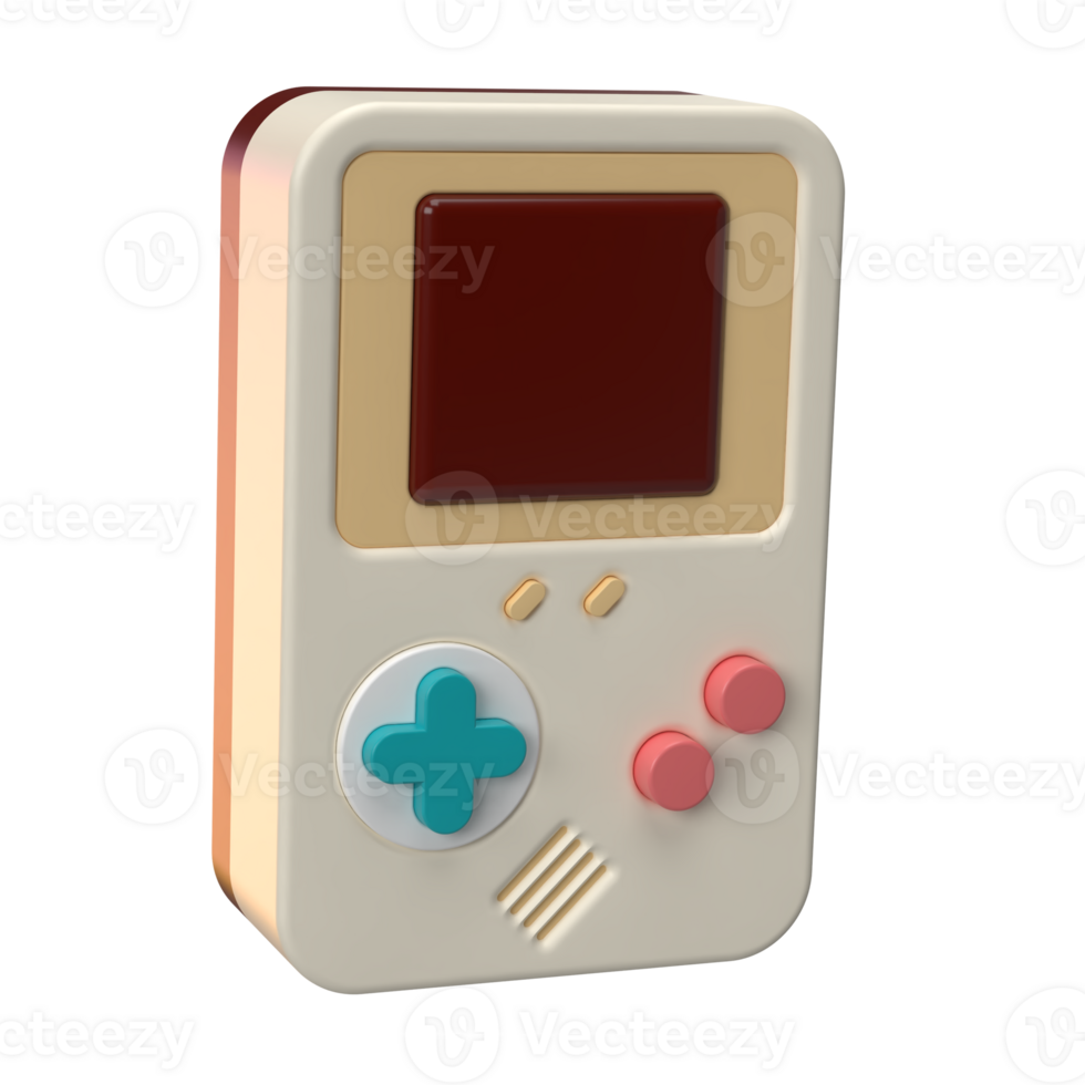 3D Rendering of Portable Game Console Icon for Website, Application, and Banner. Retro Portable Game Console 3D Illustration. png