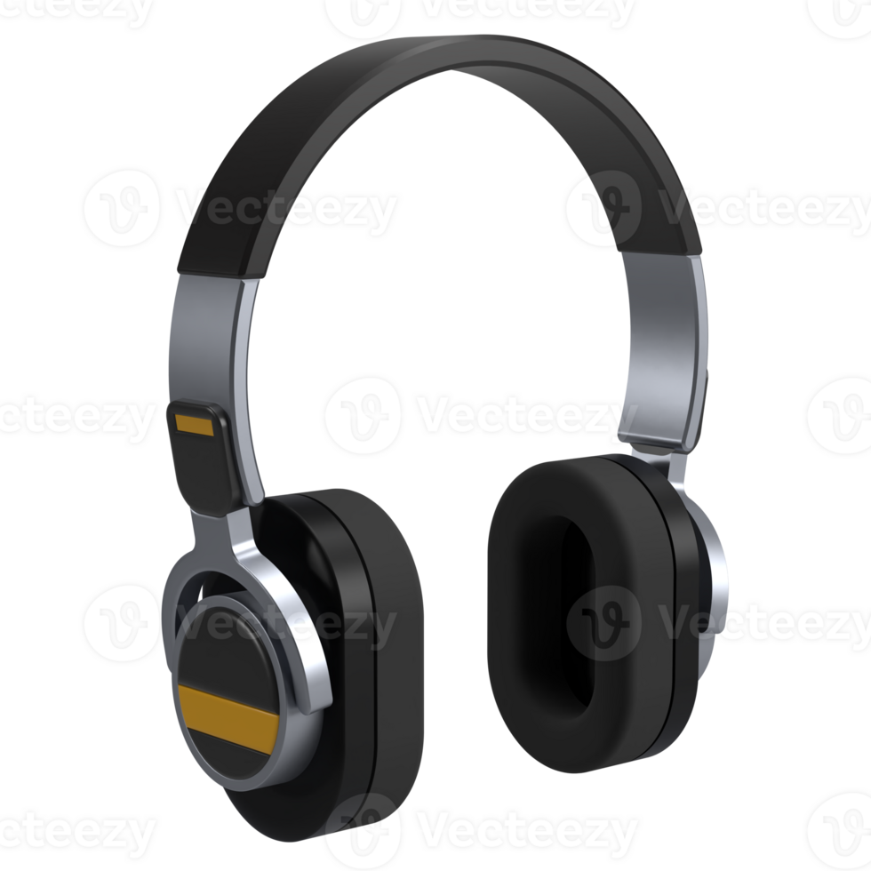 Black Classy Headphone or Headset in 3D Style png