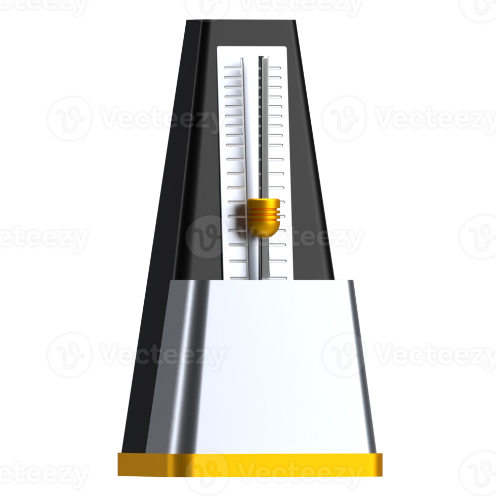 3D Icon of musical metronome in classy gray and black color png
