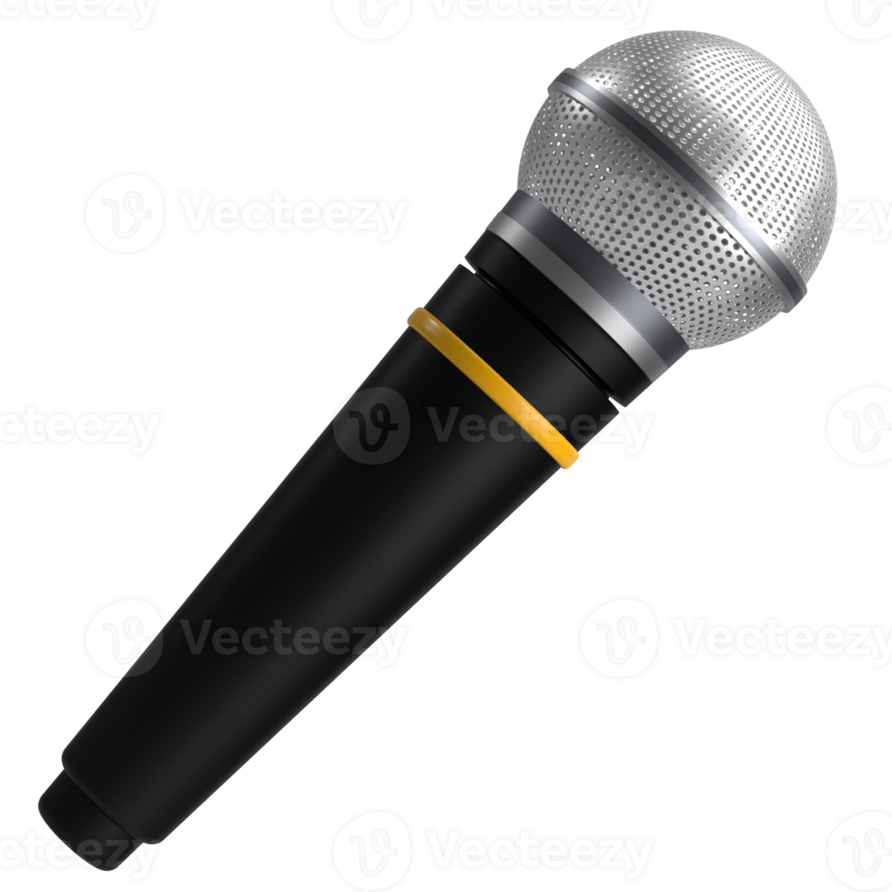 3D Icon of dynamic microphone in classy black color. png