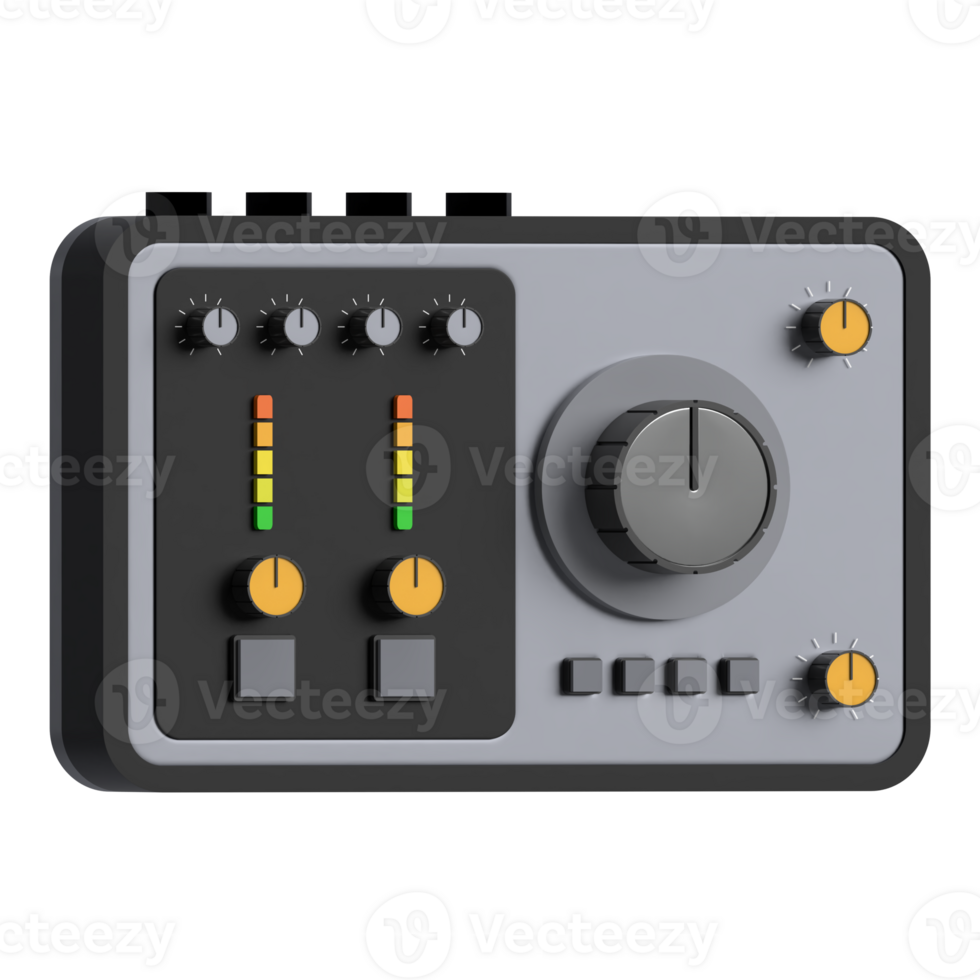 3D icon of sound card audio interface in classy gray black color png