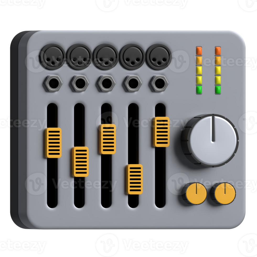 3D Icon of audio mixer in classy gray color png