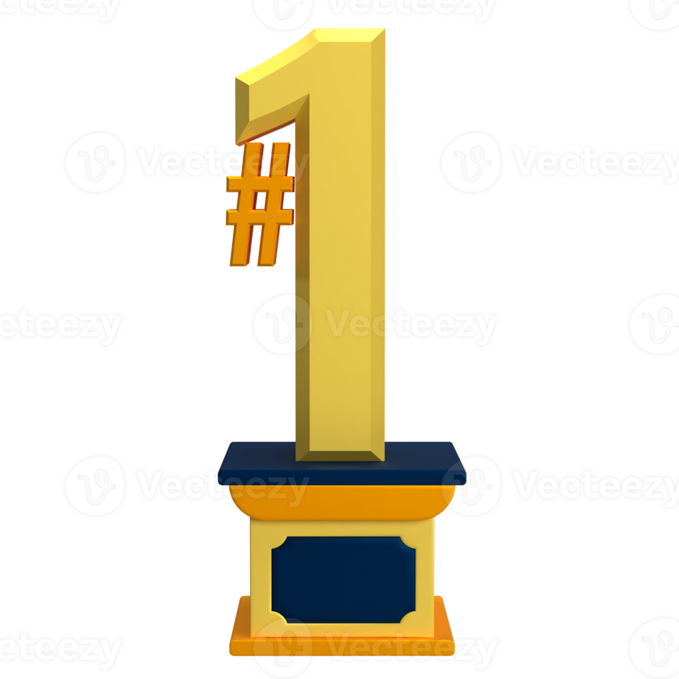 Number 1 Gold Trophy Award 3D Icon png