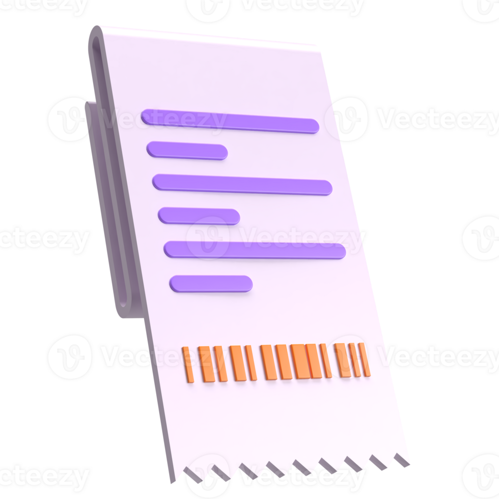 Receipt with Barcode 3D Icon png