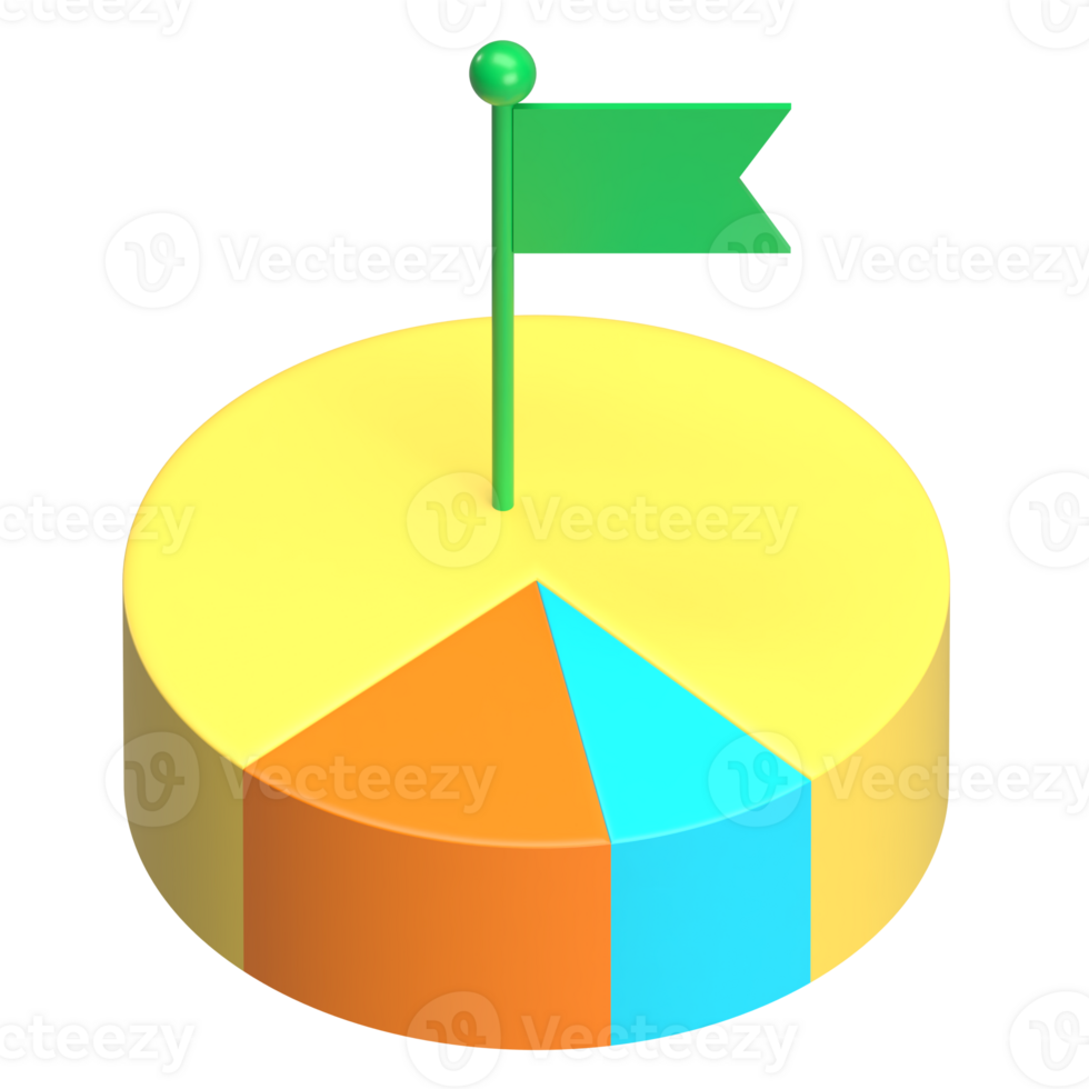 Pie Chart with Flag 3D Icon png