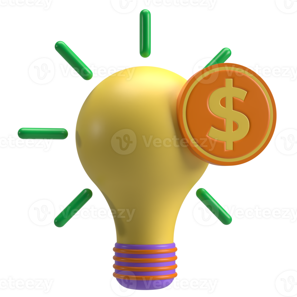 Bulb with Dollar Coin 3D Icon png