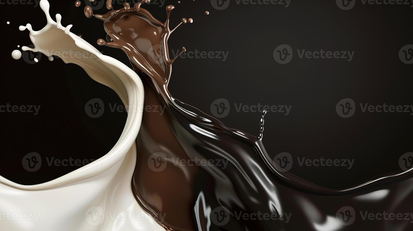 Milk splash on black background photo
