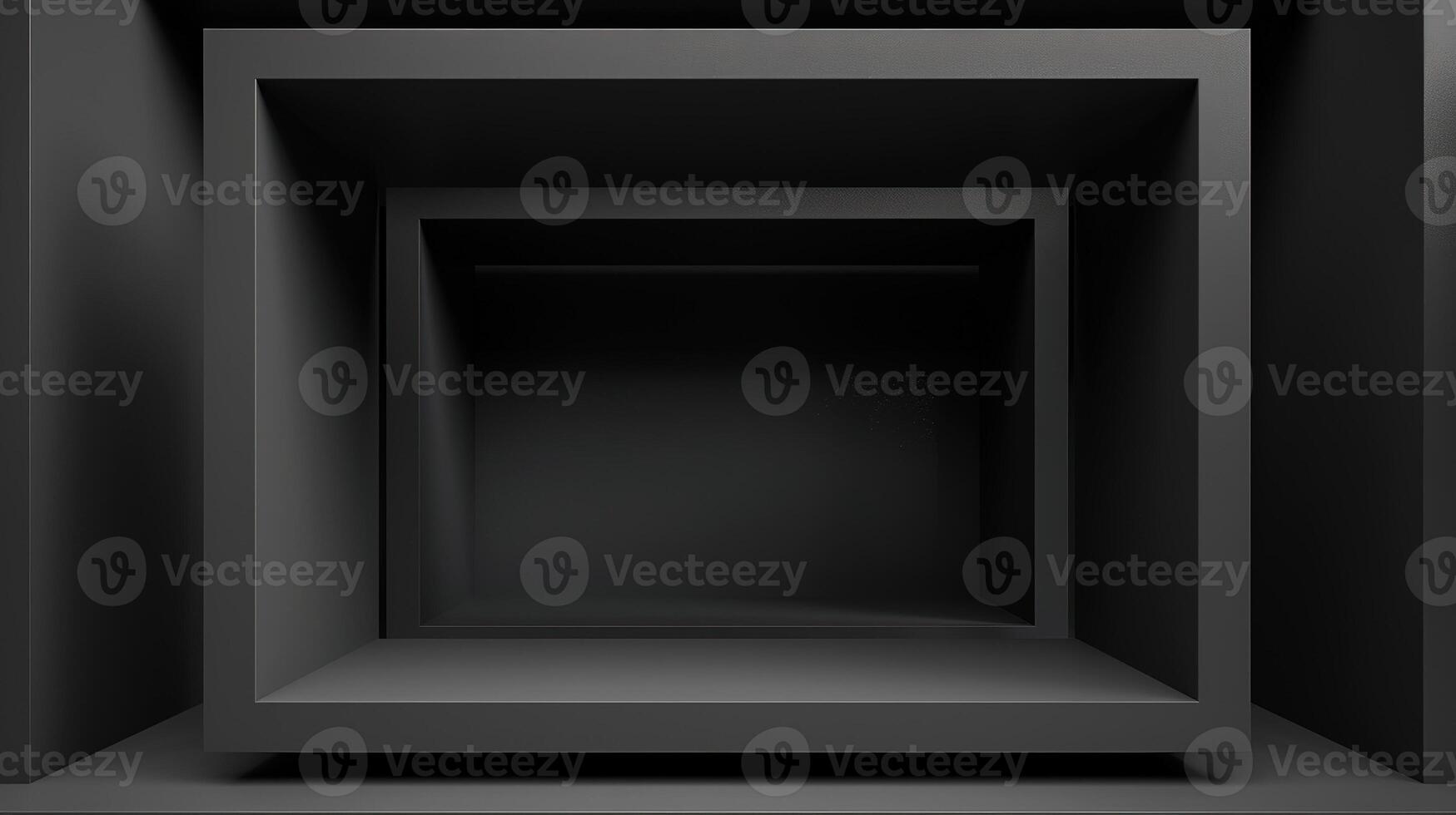 3d rendering of empty black box with a light photo
