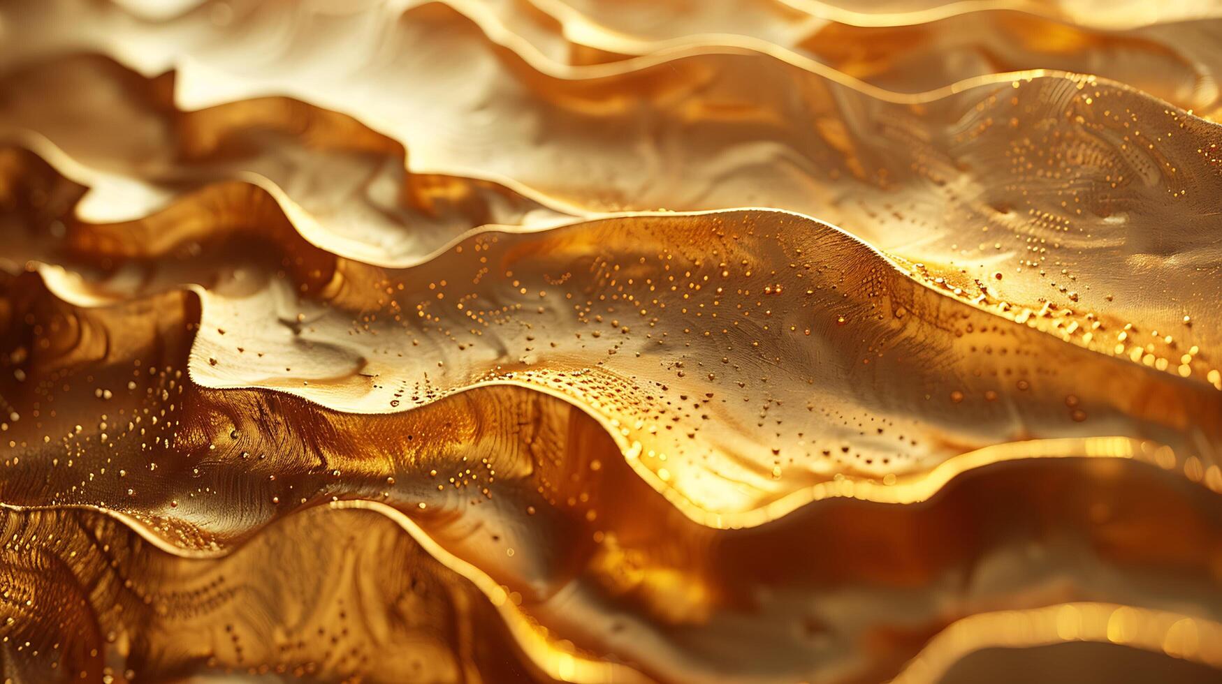 Golden waves on a surface with water droplets photo