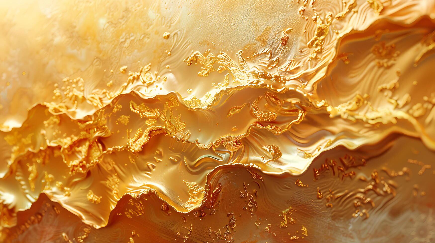 Golden liquid flowing over a surface photo