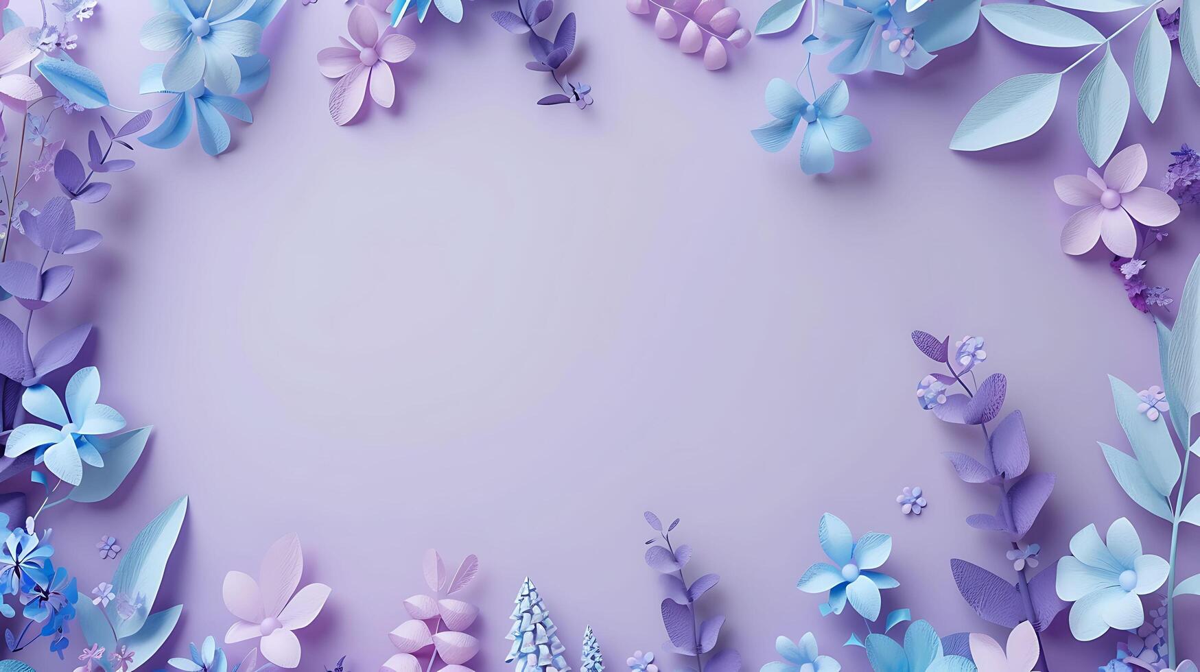 A purple floral border with blue flowers photo