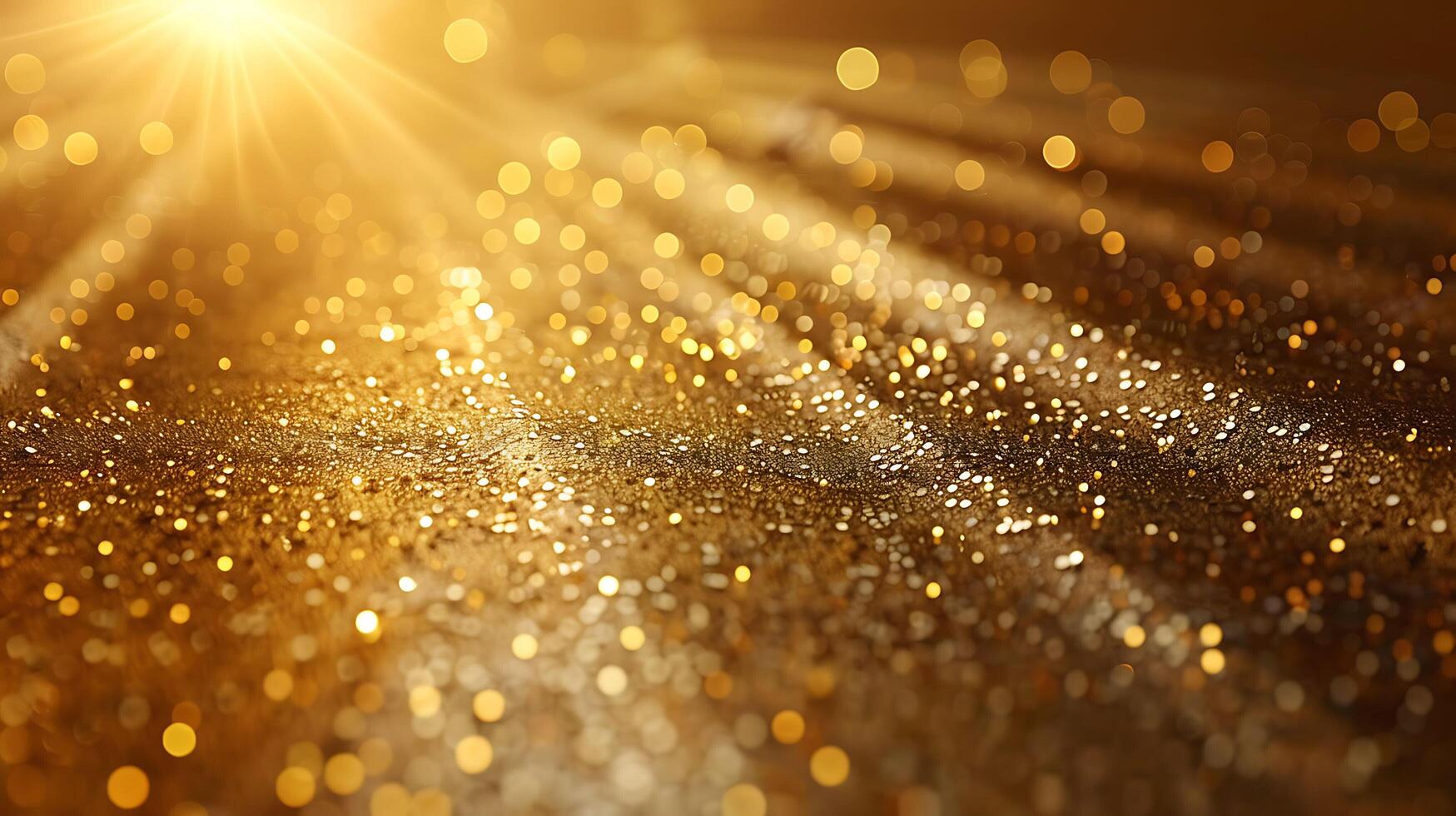 Golden light shining through rain drops on a wet surface photo
