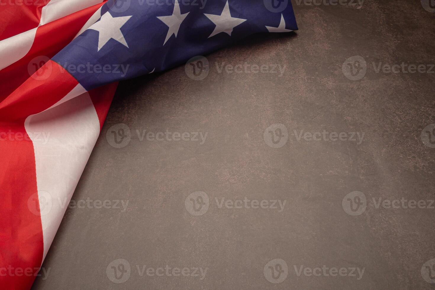 American flag on a vintage background with copy space photo