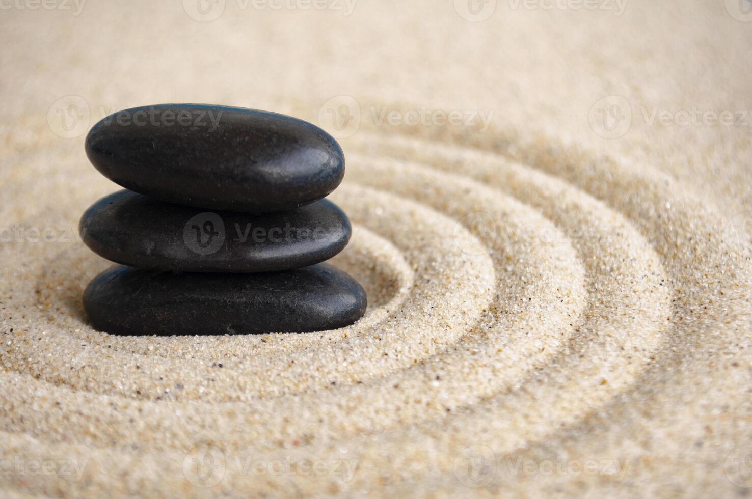 Black Zen stones on circles formation with customizable space for text photo