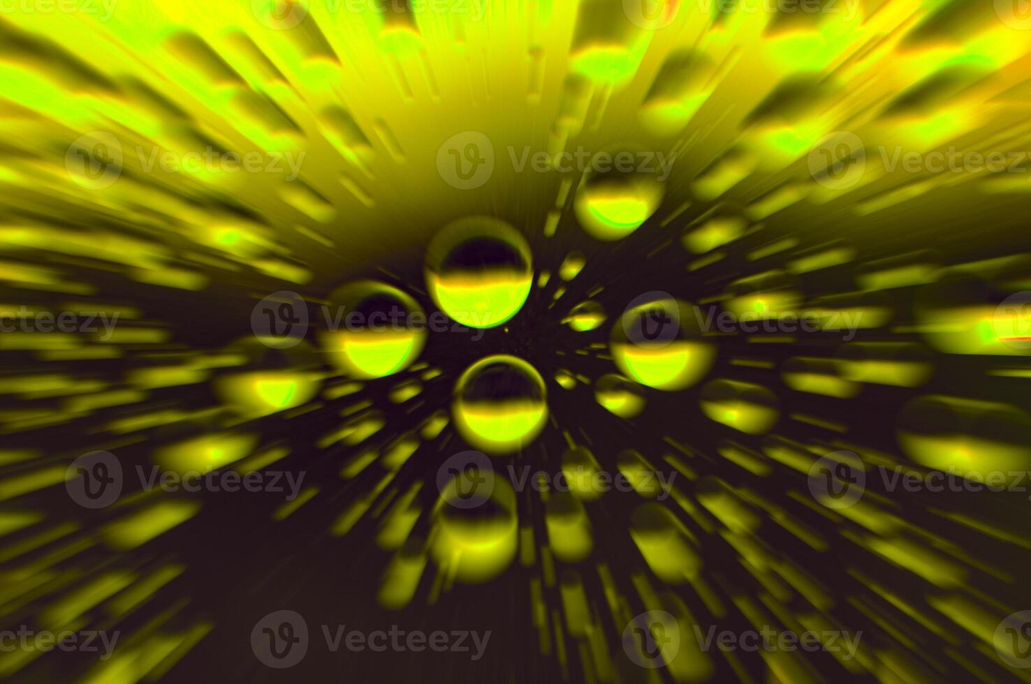 Zooming into rain water droplets on golden glass background photo