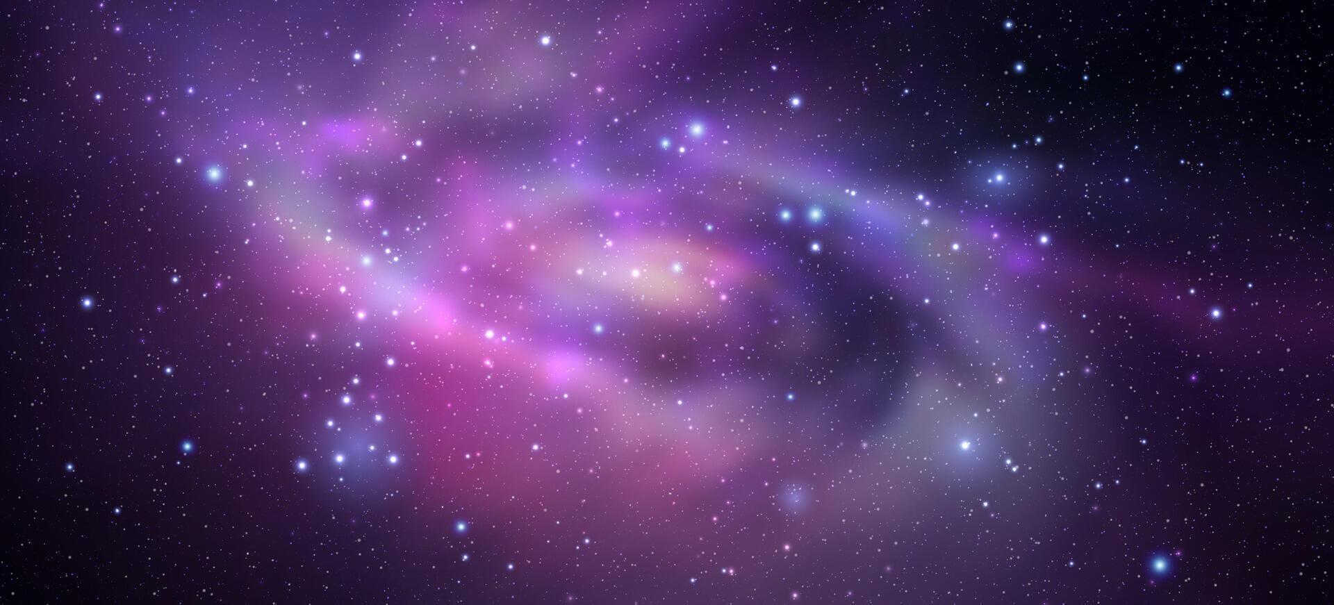 Space background with realistic nebula and shining stars. Magic colorful galaxy with stardust vector