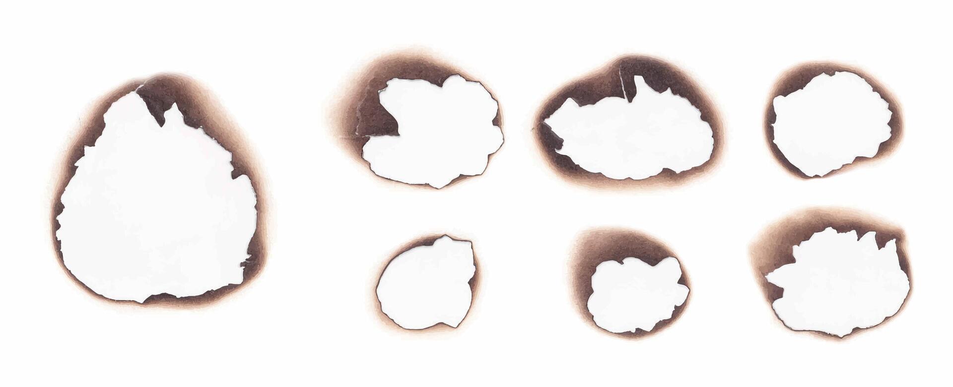 Burnt paper holes realistic illustration vector