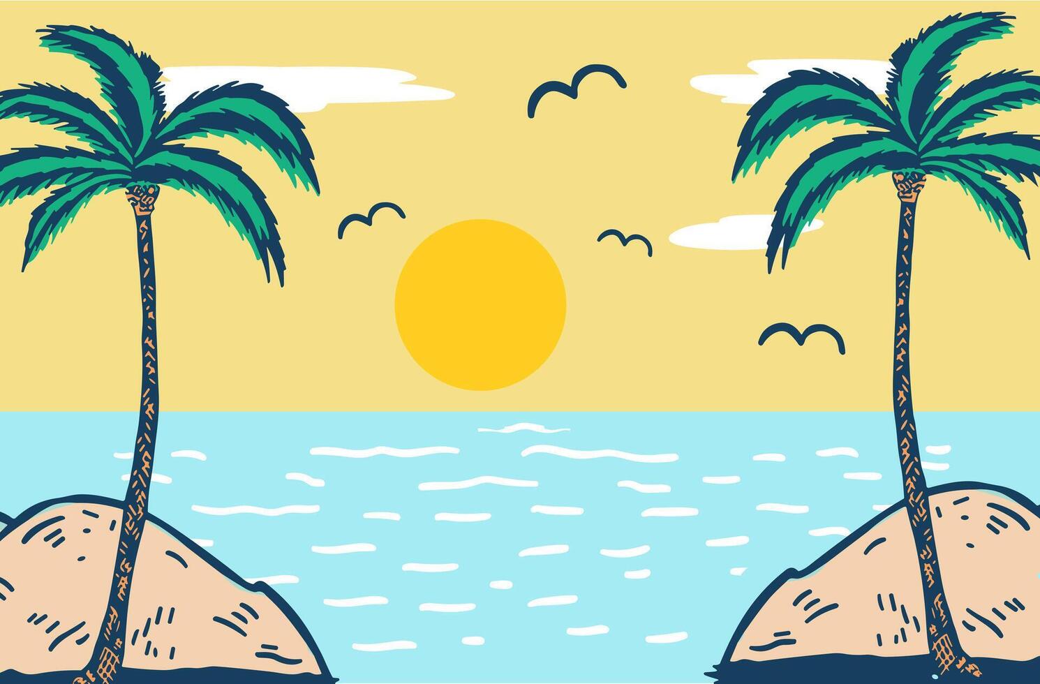 tee print design for kids fashion with palm drawn. vector