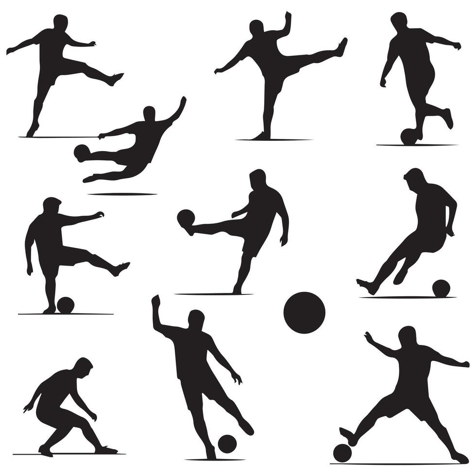 Soccer player silhouettes vector