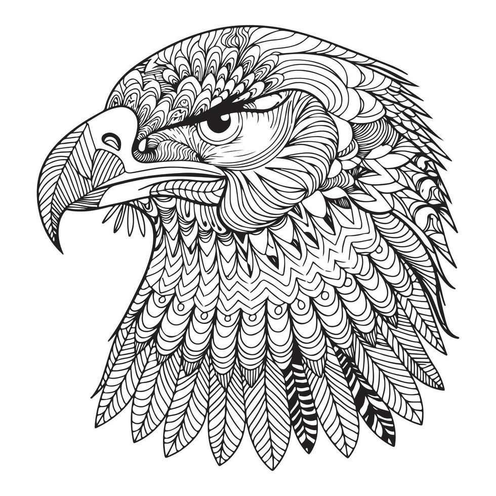 An eagle head with feathers and feathers on it vector
