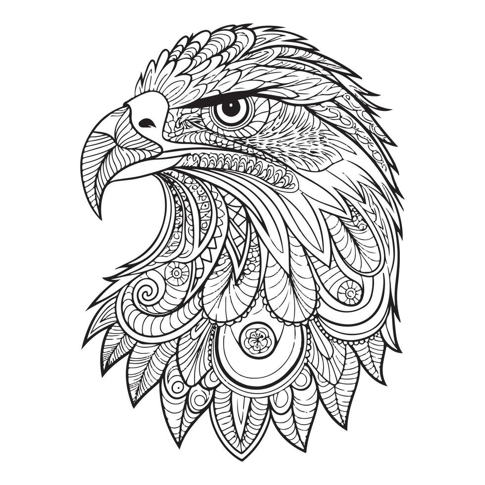 An eagle head with intricate patterns on it vector