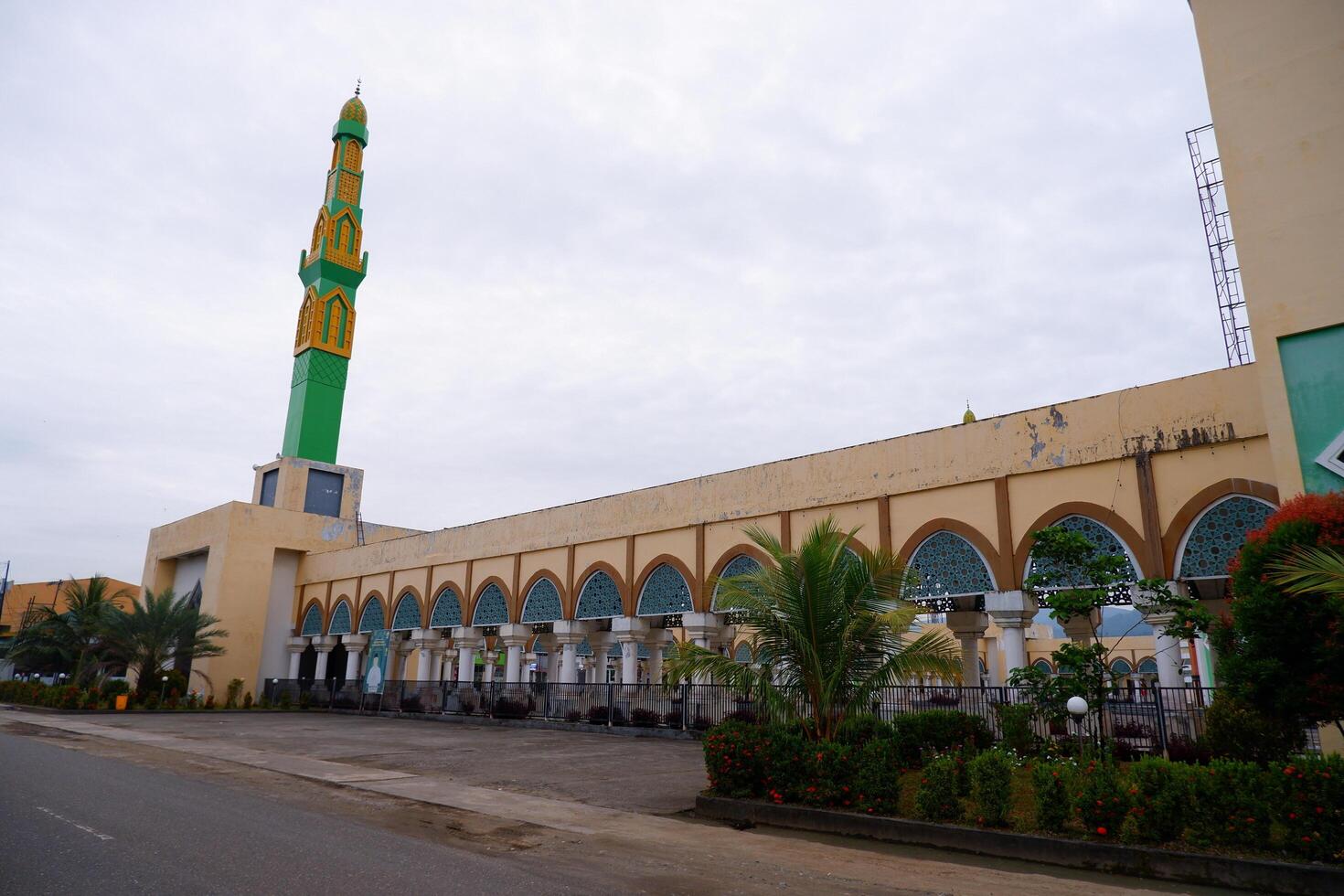 The long, corridor-like entrance gate at the Grand Mosque of Morowali, Central Sulawesi in September 2024. photo