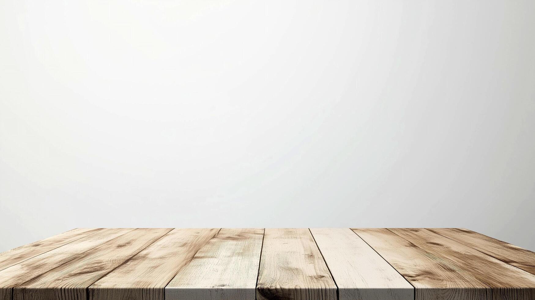 Wooden table top with white background photo