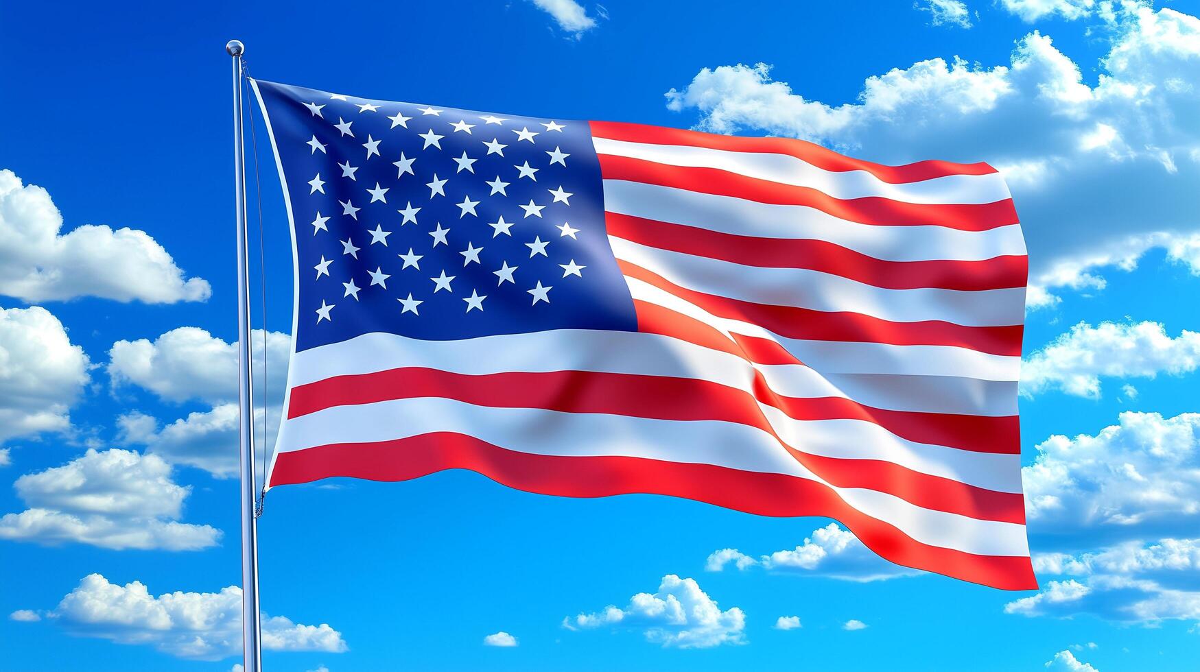 The american flag is waving in the wind photo