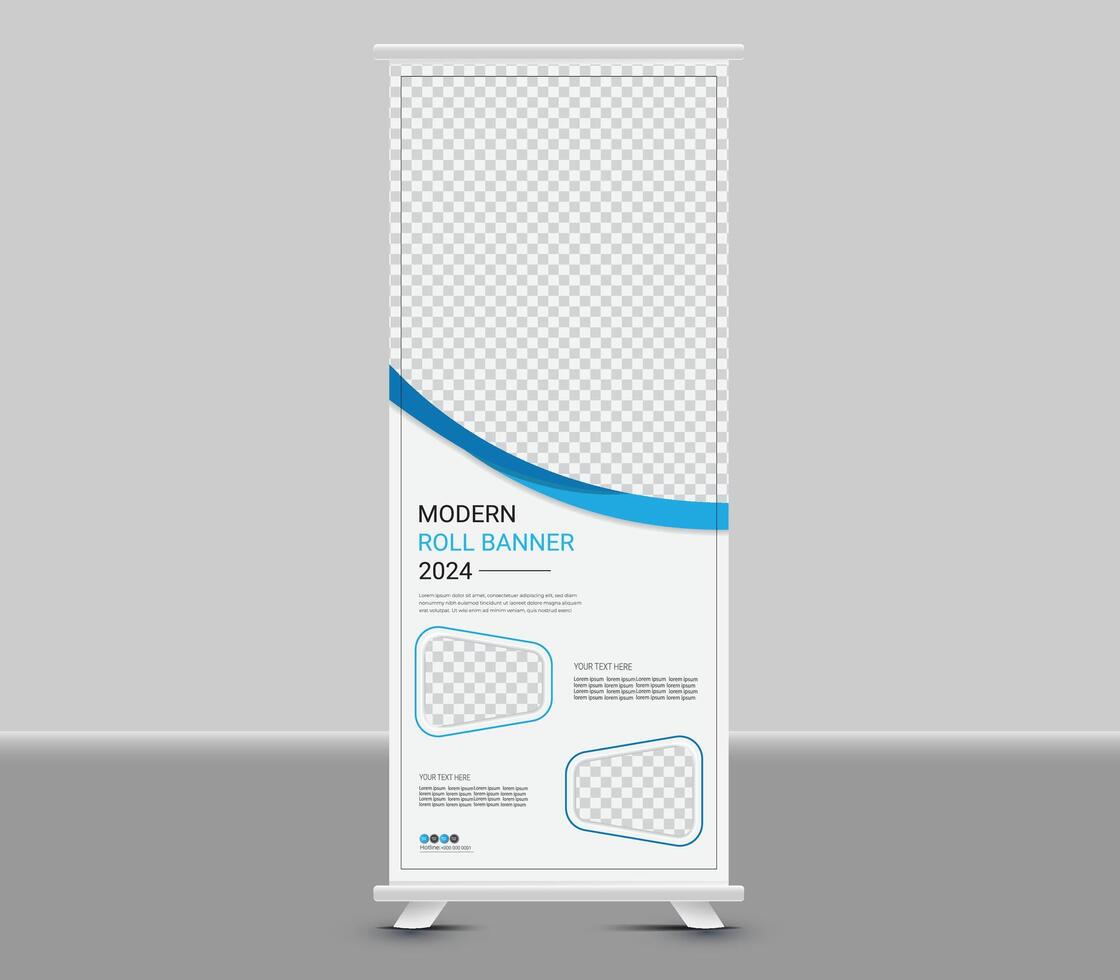 Roll up banner template design vector