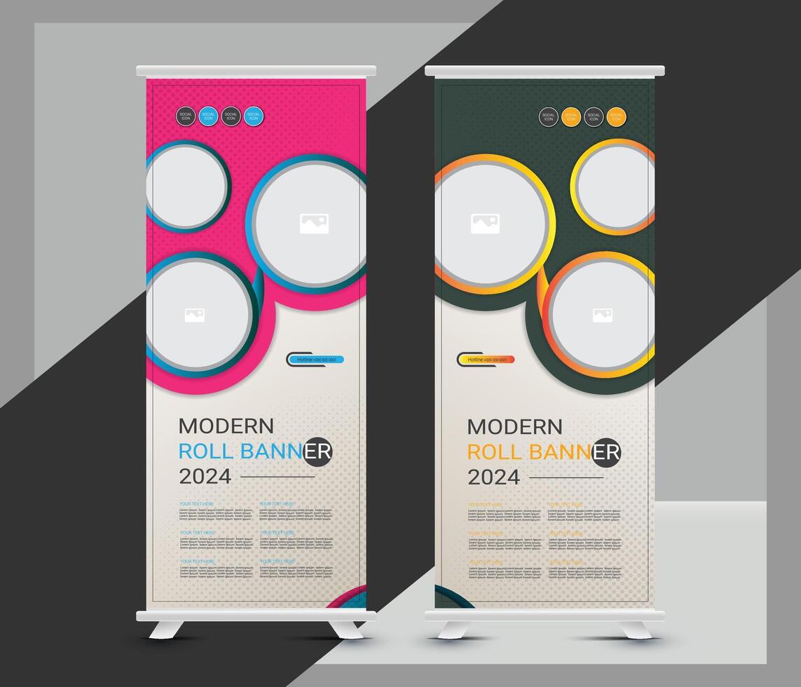 Commercial roll up banner template design vector