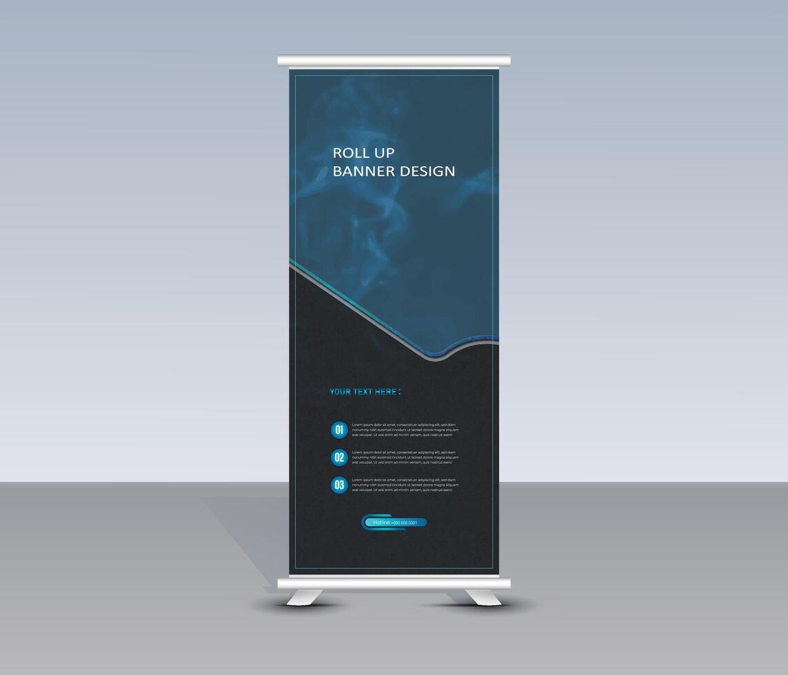 Modern roll up banner template design for business, background, text vector