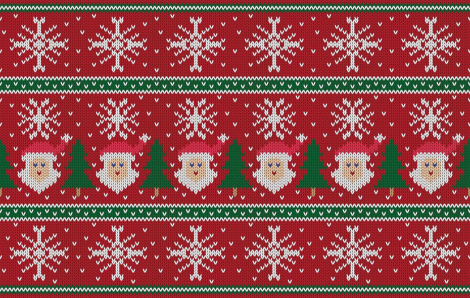 Knitted pattern seamless fabric Santa Claus. traditional knitted pattern winter Christmas tree.Designed for background ,wallpaper ,carpet ,clothing ,knitted pattern ,fabric ,embroidery ,textile vector