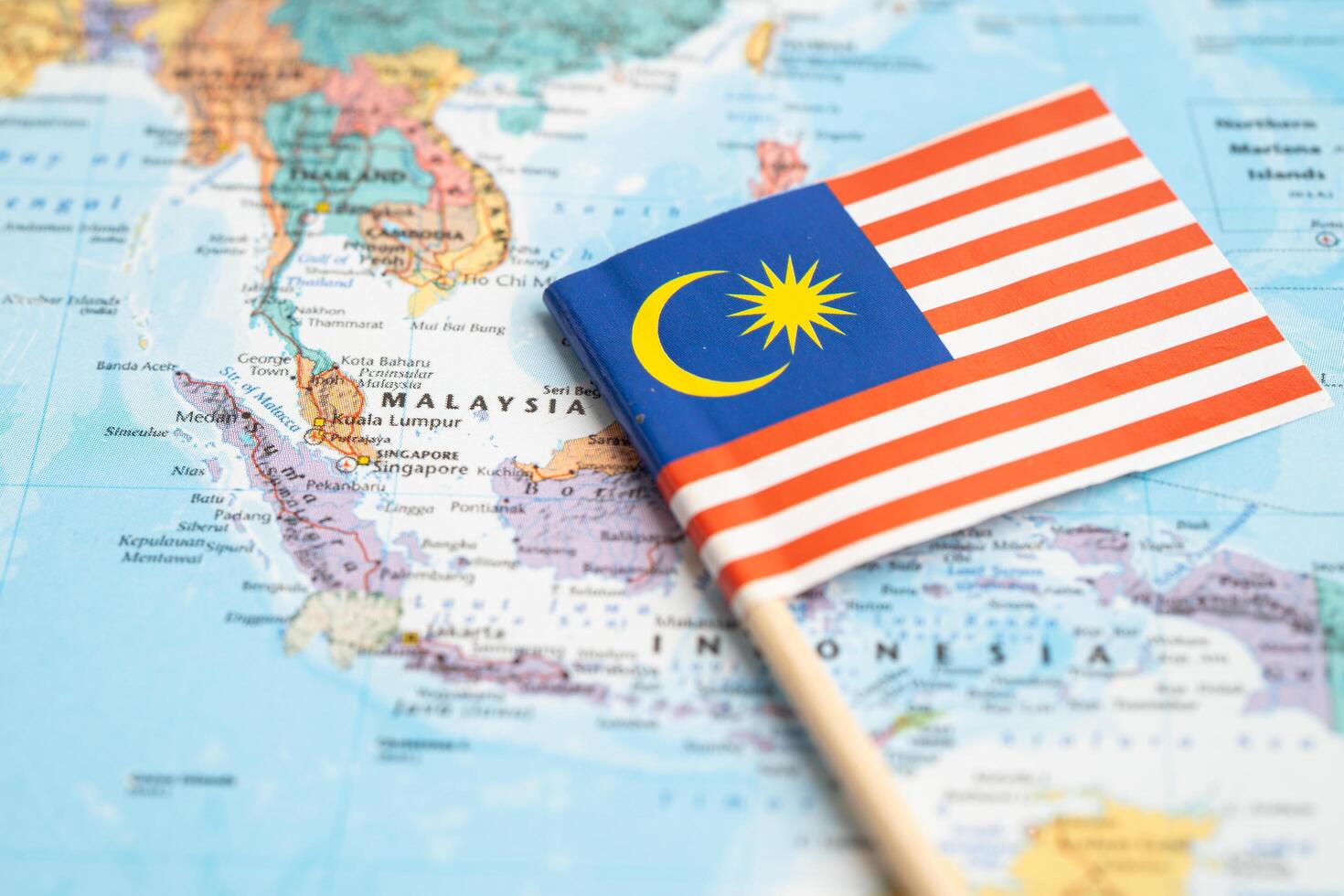 Bangkok, Thailand December 7, 2023, Malaysia flag on world map. photo