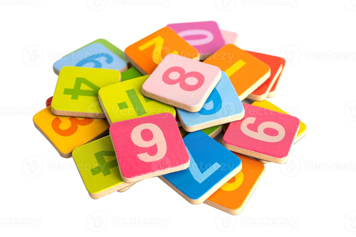 Math number colorful on white background with clipping path, education study mathematics learning teach. photo