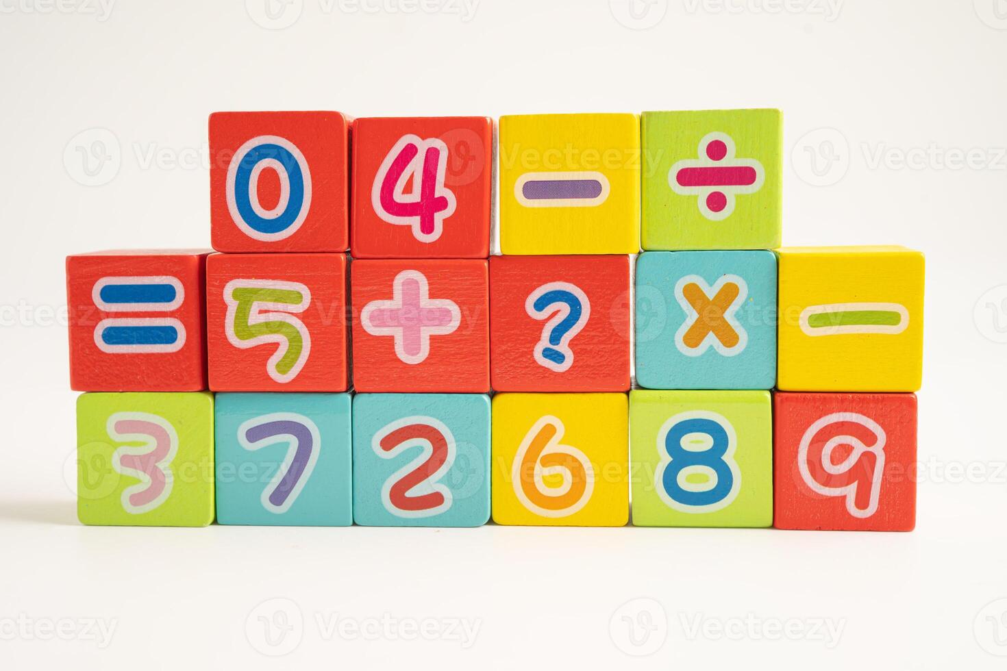 Math number colorful on white background, education study mathematics learning teach. photo