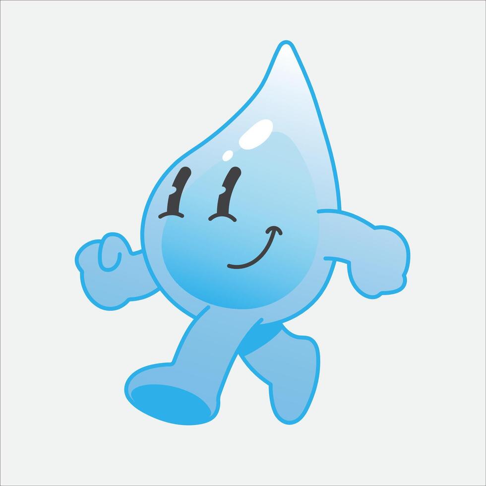 Playful blue water droplet character vector