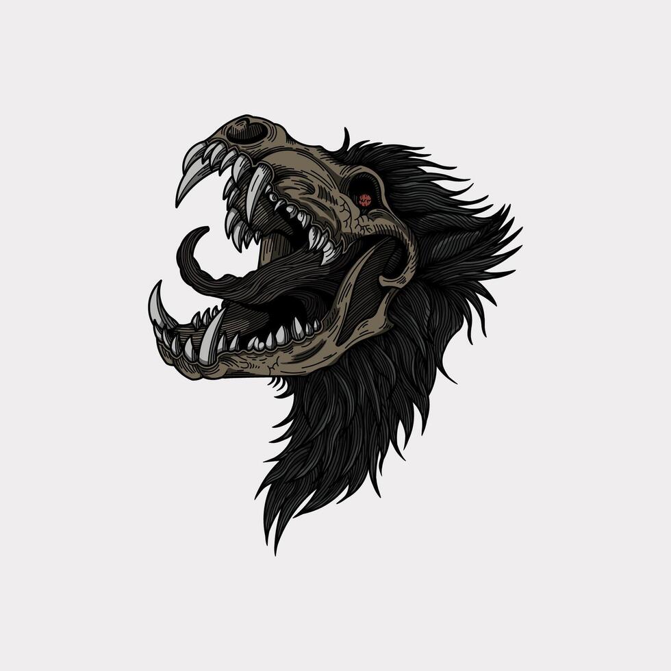 Wendigo wolf art hand drawn illustration artwork vector
