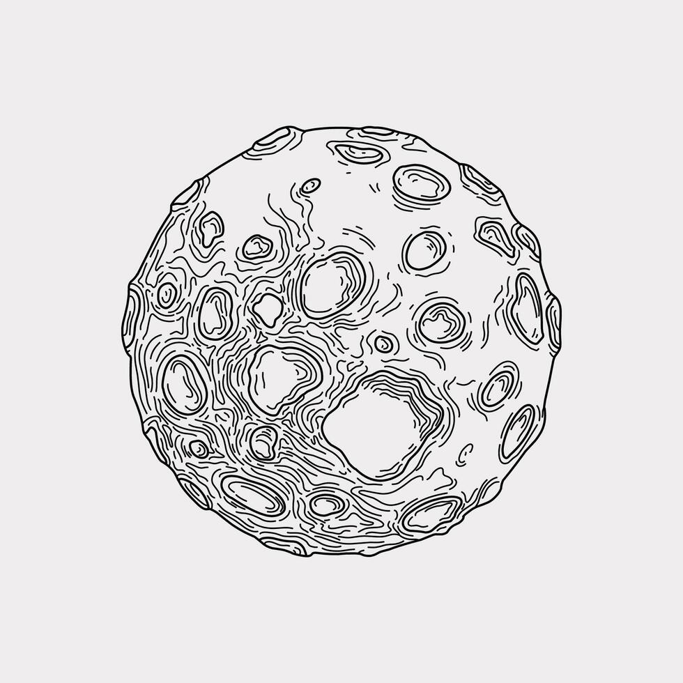 Moon sketch outline drawing artwork illustration vector