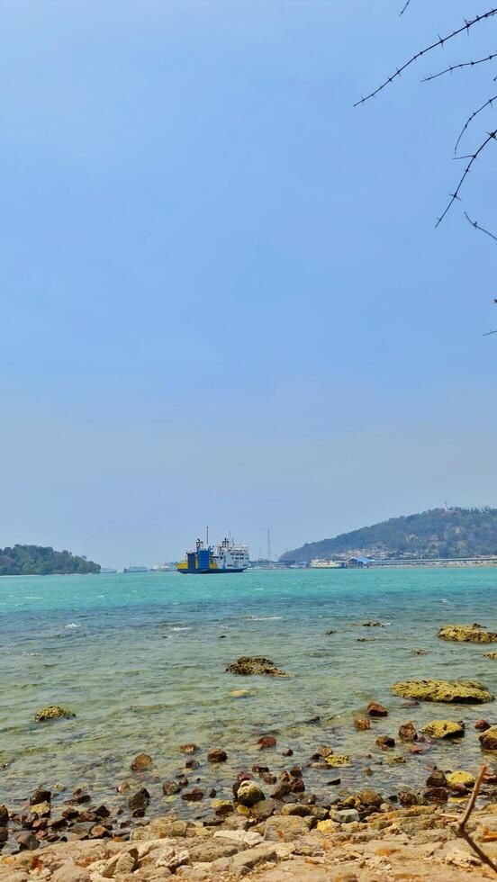 Merak, Indonesia on July 9 2023. A ferry ship with the code Ferizu is heading to the port of Merak. photo