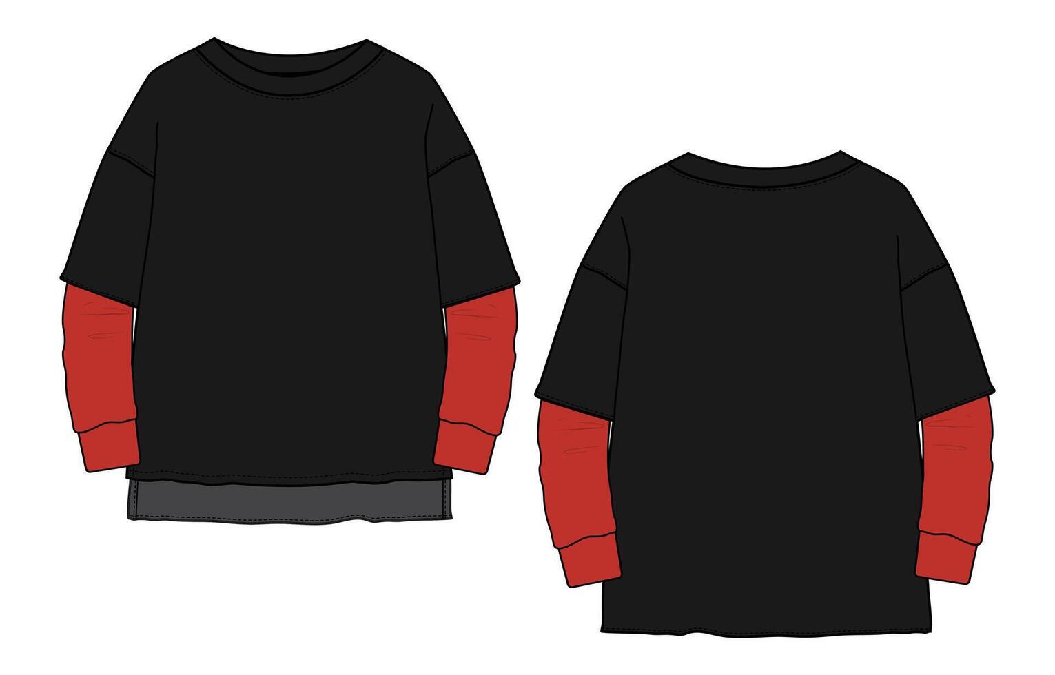 A black and red sweatshirt with sleeves vector