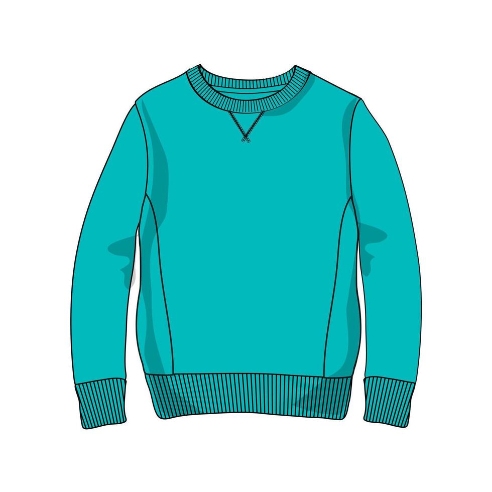 Long sleeve sweatshirt sweater template green color template vector