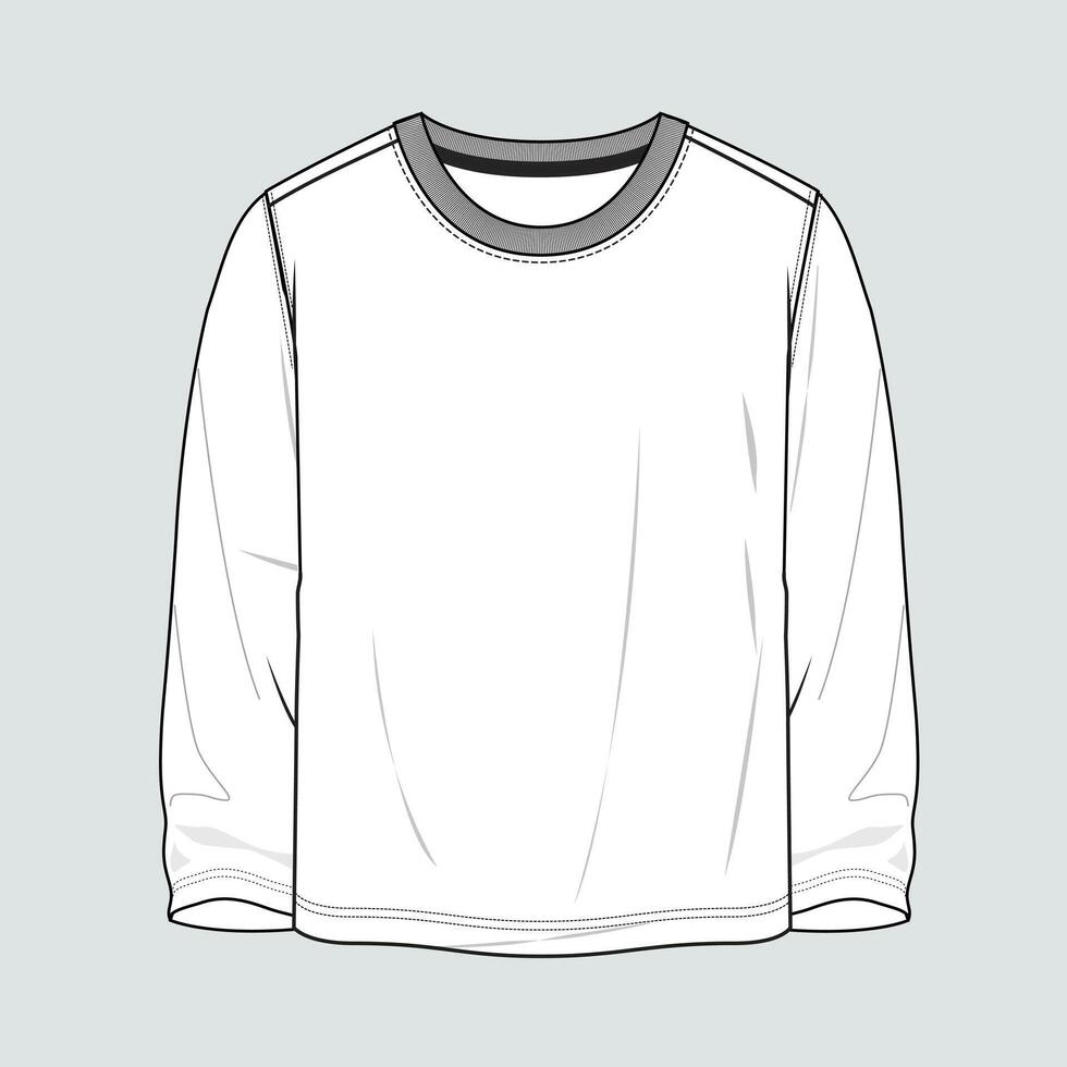 A white long sleeve shirt with a black trim vector