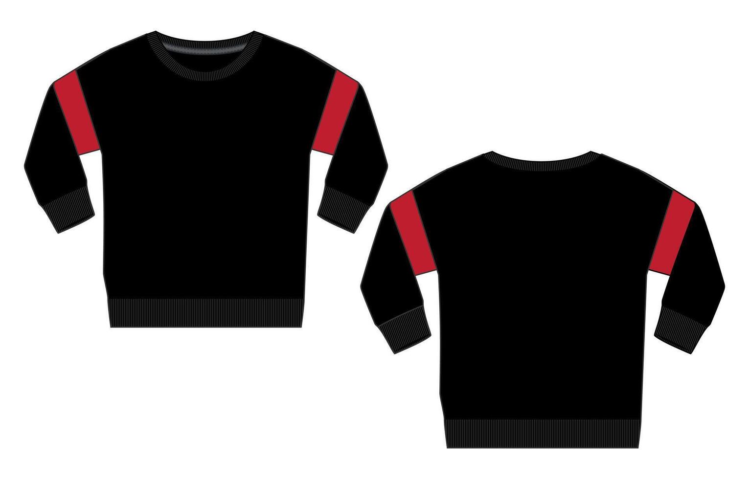Long sleeve sweatshirt black and red color template for ladies and girls vector