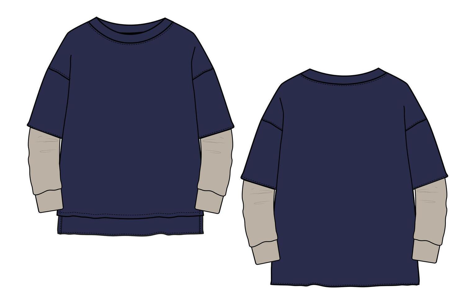A drawing of a blue shirt with sleeves vector