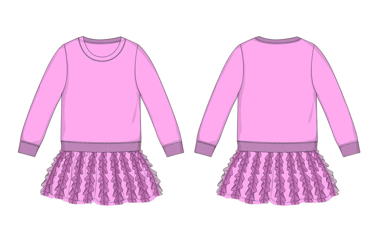 A pink sweater and skirt with ruffles vector