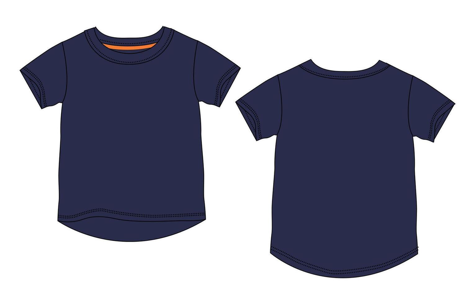 Short sleeve t shirt tops illustration navy color template for kids vector