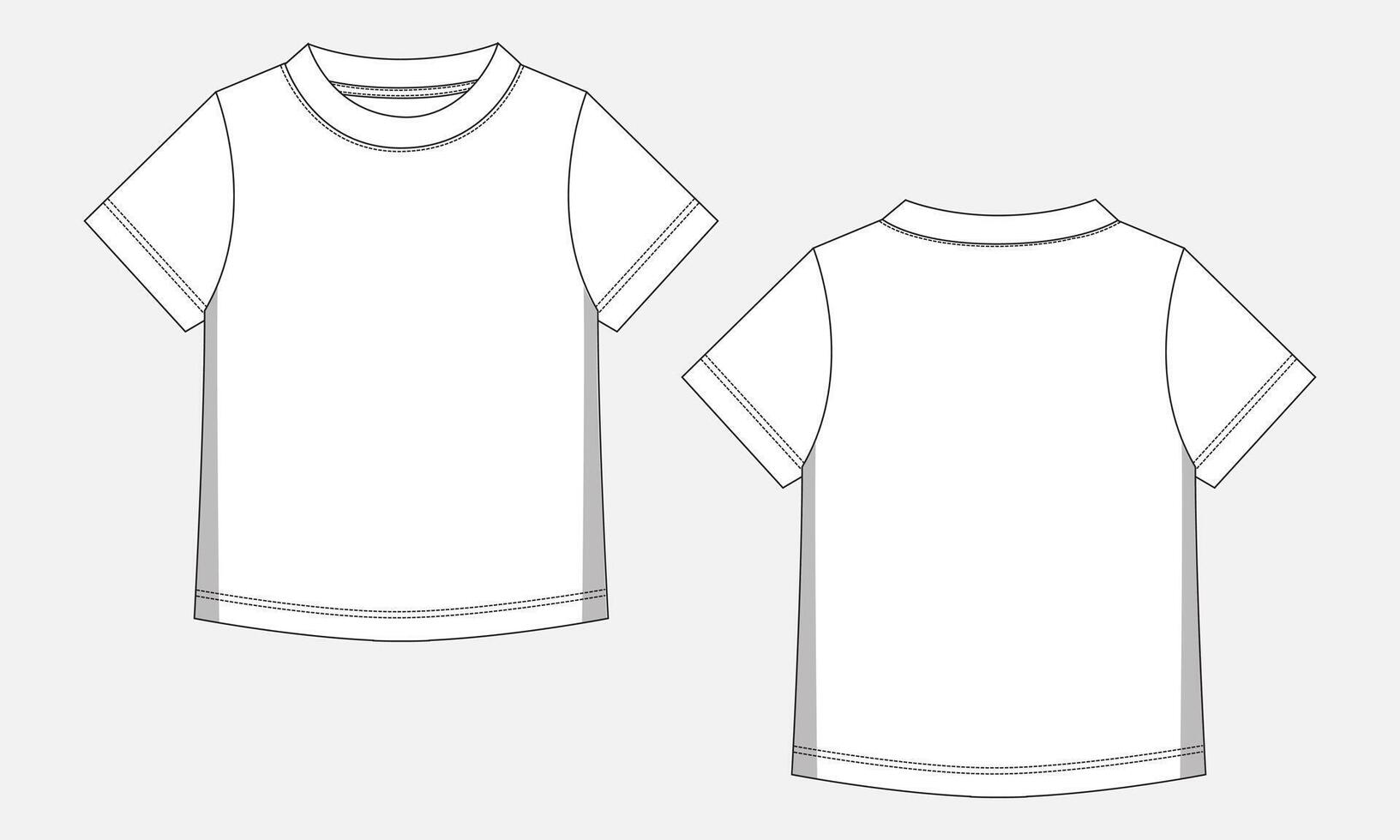 T shirt technical drawing fashion flat sketch template for men's and boys. vector