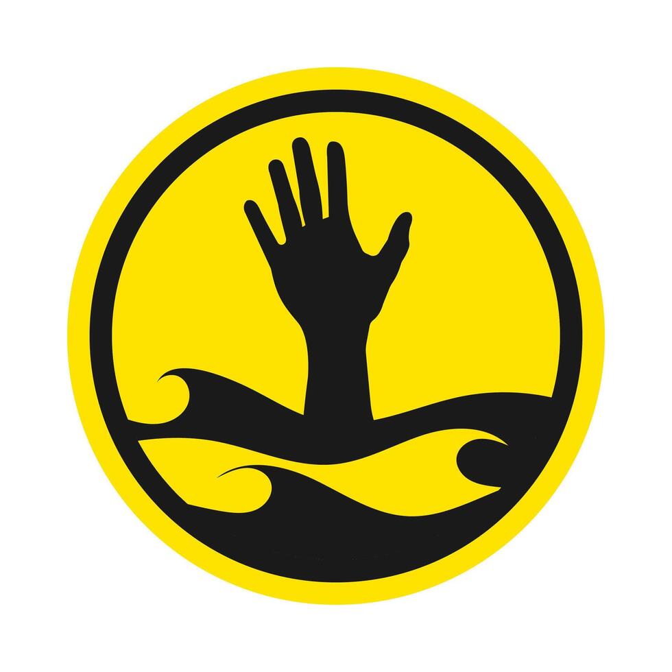 Man Hand drowning icon illustration vector